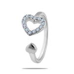 Silver Shine 92.5 Sterling Silver Open Heart Sterling Silver Ring  for Women & Girls